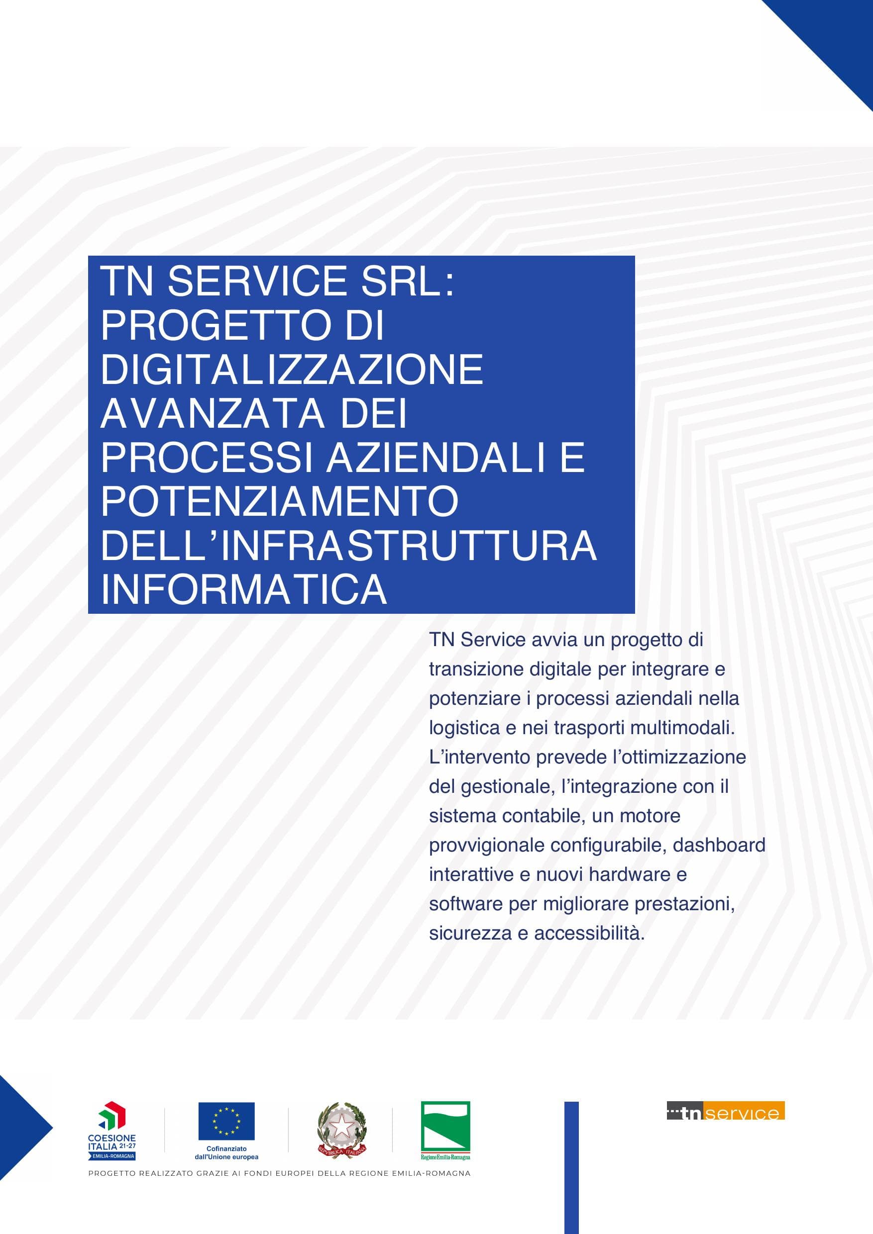 Poster del progetto di digitalizzazione avanzata di TN Service